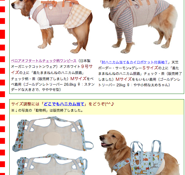 大型犬用介護用品）着たままねんねのハニカム胴着 : assistantband 