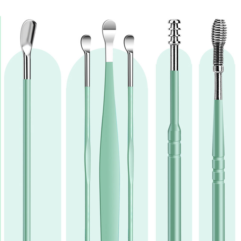 耳かきセット 耳かき 6本セット PUレザー ケース付属 キーリング付き