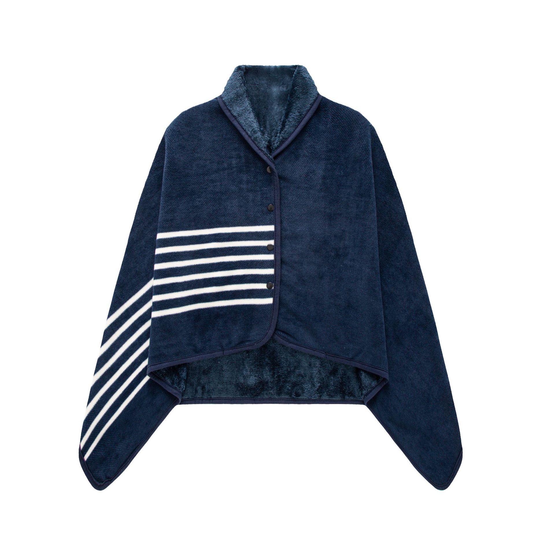 ブランケット 大判 おしゃれ ひざ掛け ボタン付き ポンチョ あったか