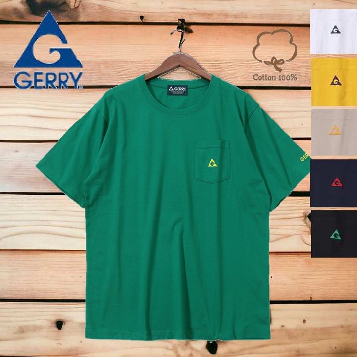【GERRY】  gerry ジェリー Tシャツ ポケット付きTシャツ ロゴ刺繍 半袖 アウトドア キャンプ ストリート 綿 100％ メンズ レディース ユニセックス｜is-closet