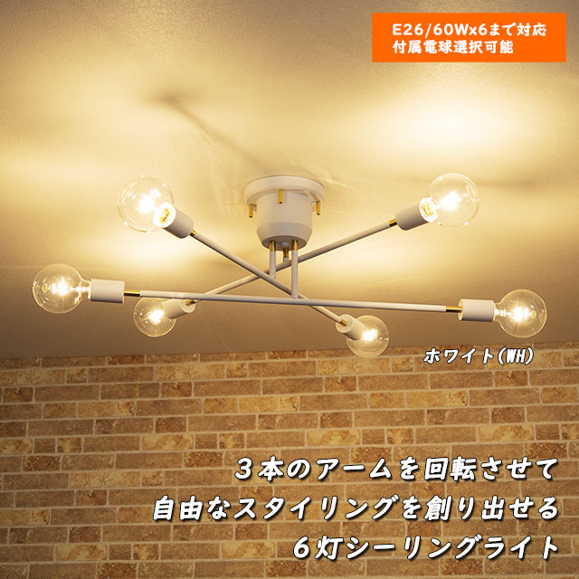 天井照明 6灯シーリングライト TC-353WH スタイル自在