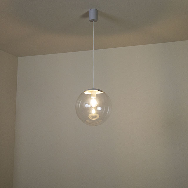 天井照明 1灯 クリア ガラスペンダントライト 12インチ 直径30cm