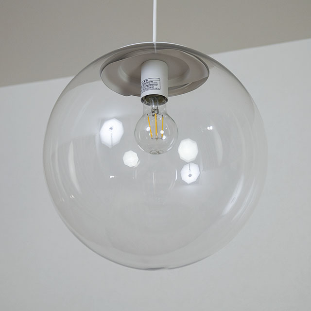 30cm球形シーリングライト 天井照明 1灯 クリア ガラスペンダントライト 12インチ 直径30cm