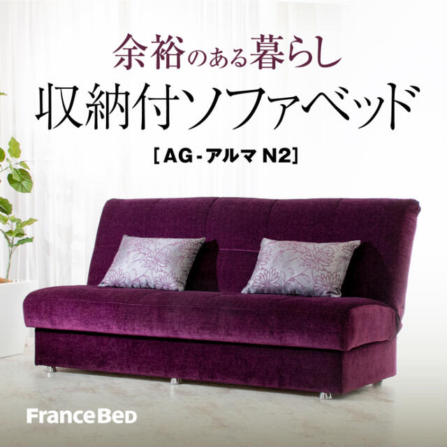 FRANCE BED AGアルマ☆フランスベッド　ソファベッド☆BGE 3人 カジュアルなデザインの収納付ソファーベッド「AG-アルマN