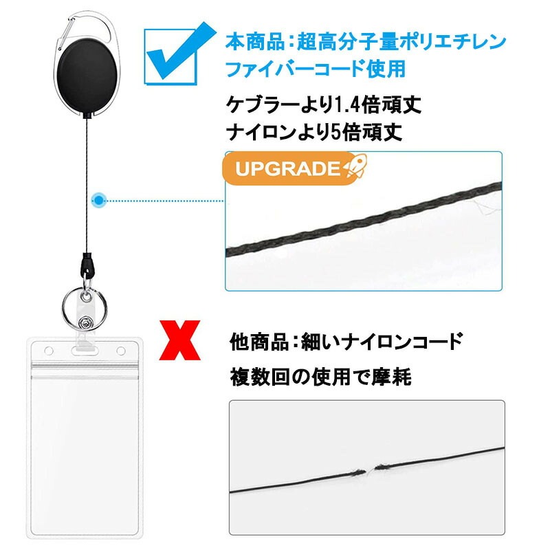 リール付き 垂直型 IDバッジホルダー 4枚セット 縦型 カードホルダー