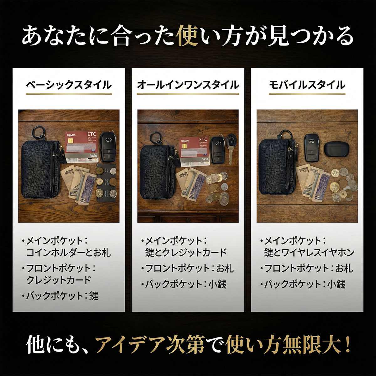 ネックウォレット コインホルダー カラビナ付き メンズ コインケース 小銭入れ 財布 ミニ財布 こぜにいれ カードケース ミニウォレット 小さい財布  カード入れ