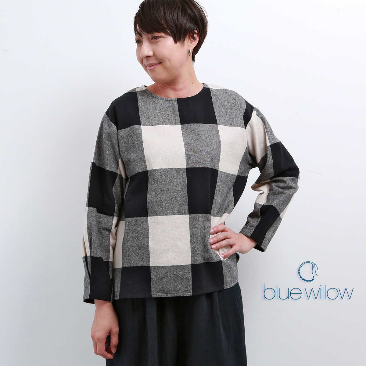 blue willow コットン太番手平織りブロックチェック起毛ブラウス レディース ブルーウィロー 01DWP11530 長袖 服 40代 50代 ブランド 冬 秋 メール便(185円)対応 |  | 02