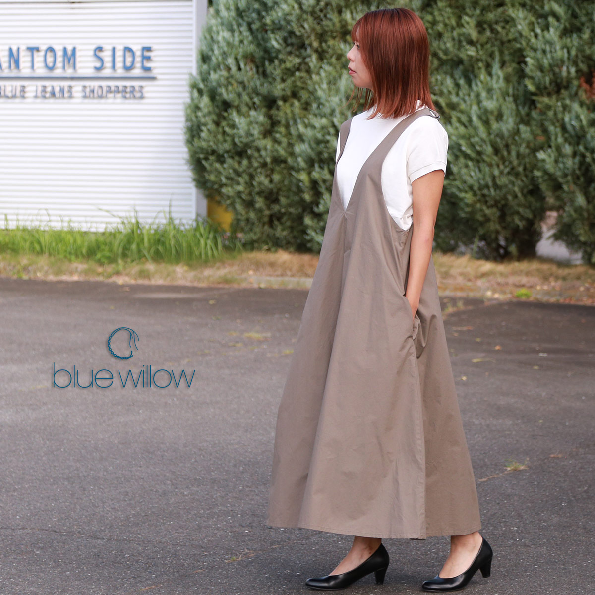 blue willow タイプライター2wayジャンパースカート レディース ブルー 