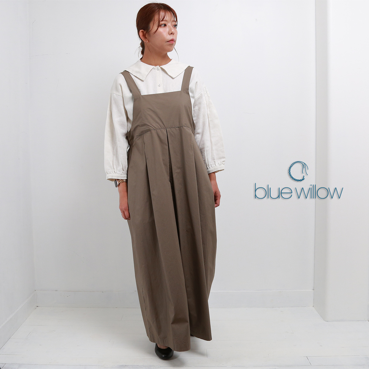 blue willow タイプライターサロペット レディース ブルーウィロー