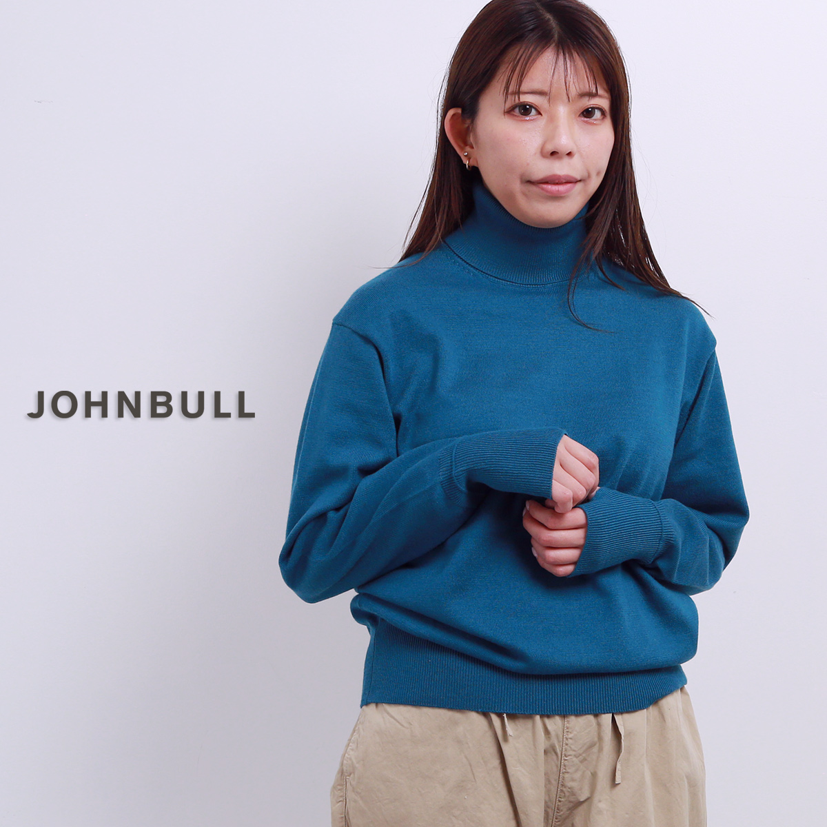 近年モデル ジョゼフ 長袖セーター L ウール 黒 ハイネック ボンボン Johnbull（ジョンブル） カシミヤ混ハイネックニット レディース