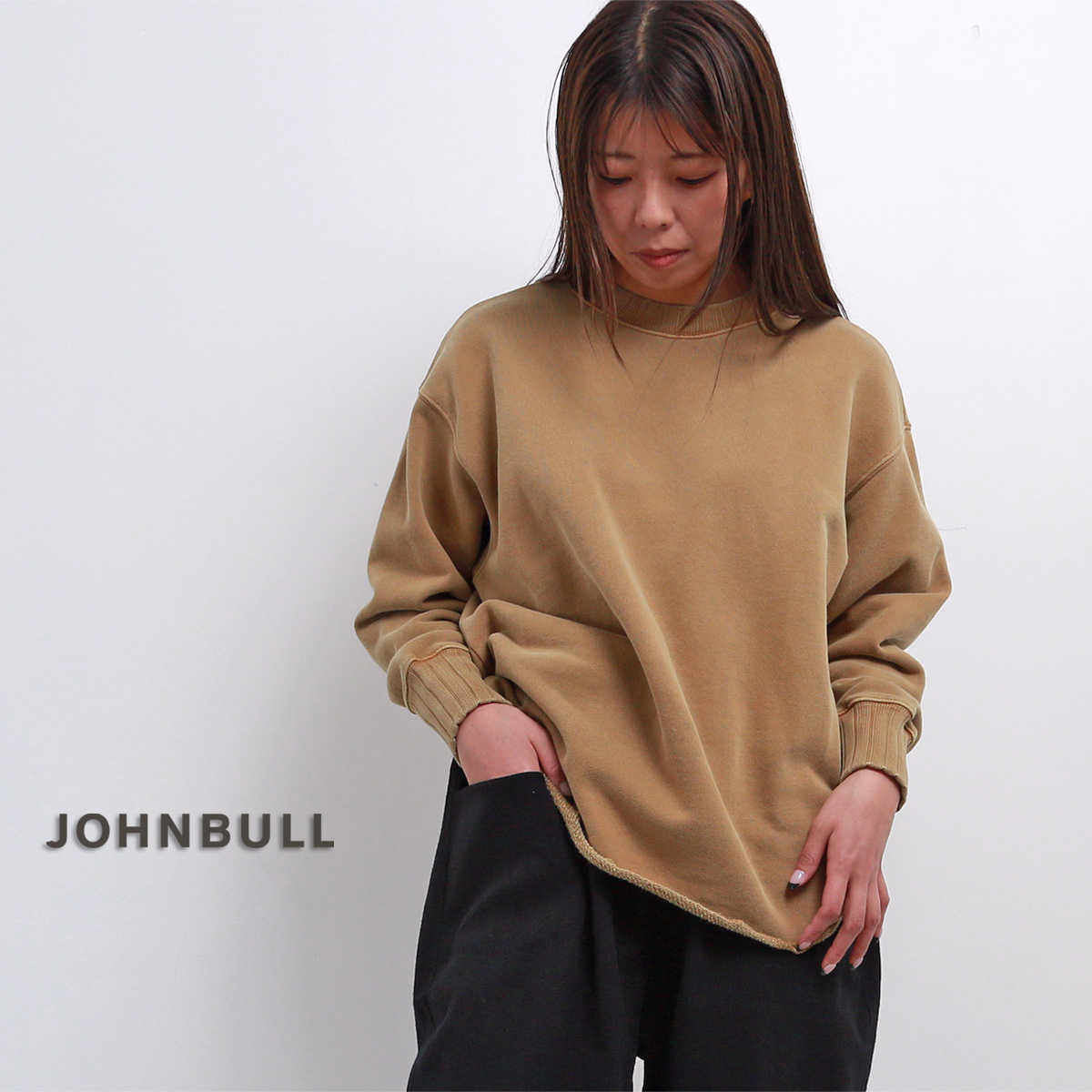 JOHNBULL トンプキン裏毛ボックススウェット レディース ジョンブル JL244C01 かわいい 長袖 秋冬 春 おしゃれ 無地 ブランド コットン トレーナー 大きいサイズ Johnbull JOHNBULL トンプキン裏毛ボックススウェット