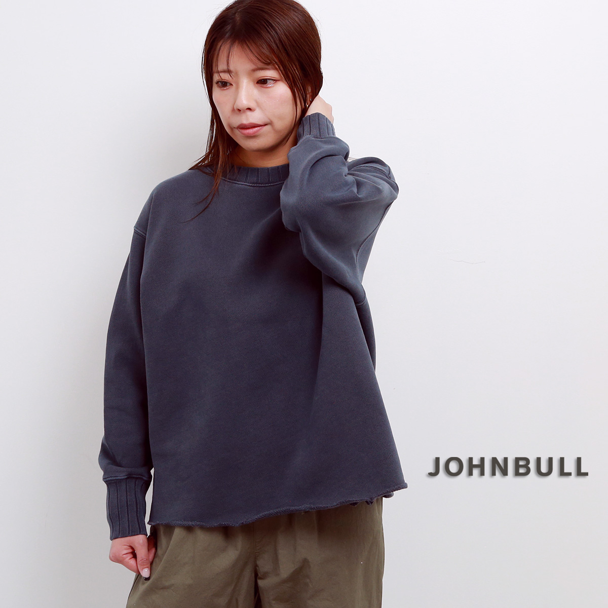 JOHNBULL トンプキン裏毛ボックススウェット レディース ジョンブル JL244C01 かわいい 長袖 秋冬 春 おしゃれ 無地 ブランド コットン トレーナー 大きいサイズ Johnbull JOHNBULL トンプキン裏毛ボックススウェット
