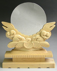 神鏡 神具 神棚 白銅 鏡   特上 彫り 雲形 台 サイズ 7寸 鏡台B