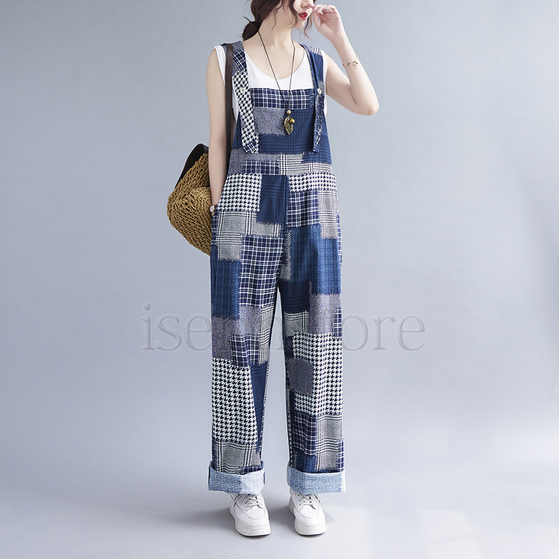 大島紬 多種使い パッチワーク サロペットパンツ ine-5852-4.jpg