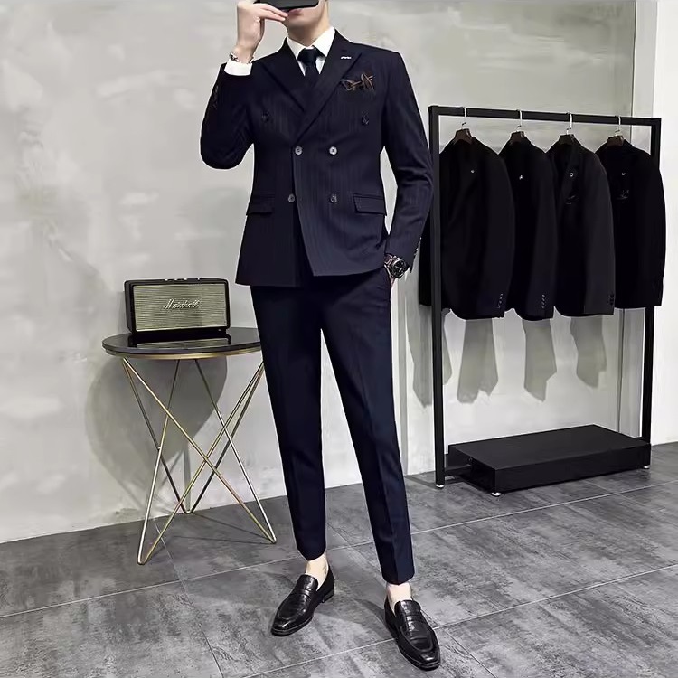 スーツ メンズ ビジネス ダブルスーツ ピンストライプ フォーマル 礼服