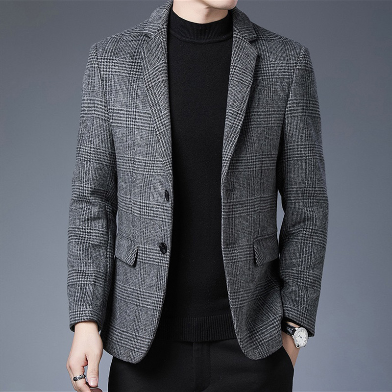 テーラードジャケット メンズ ブレザー ジャケット ウール混 グレン