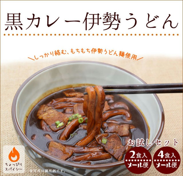 黒カレー 伊勢うどん お試し ４食入 メール便 送料無料 伊勢 名物 伊勢うどん 太麺にカレールーが絡む 10種のスパイスと和風だしの効いた本格ピリ辛大人味  NP :curry4:伊勢鳥羽志摩特産横丁 - 通販 - Yahoo!ショッピング