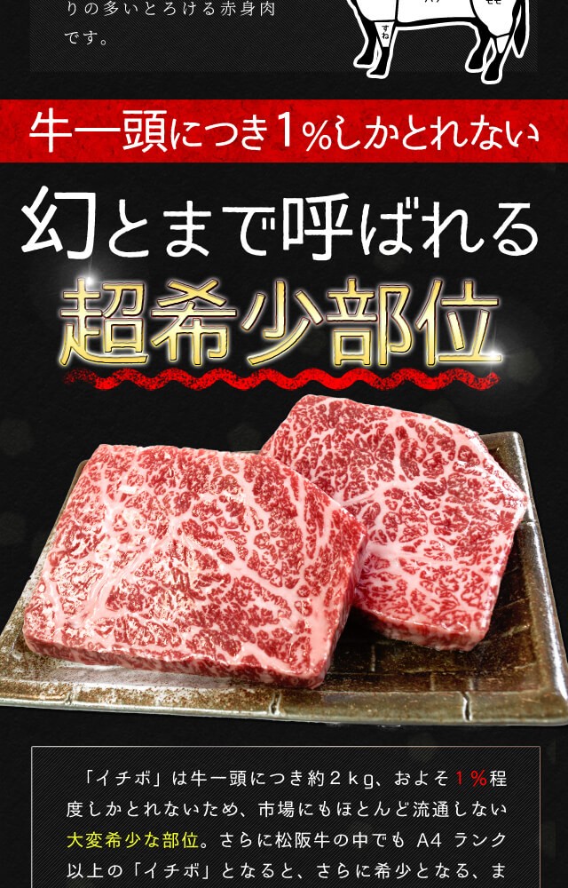 松阪牛 イチボ ステーキ ４００ｇ （約２００ｇ×２枚） 牛肉 和牛 厳選