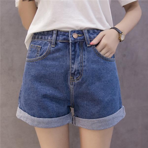 デニム ショートパンツ レディース 裾 ロールアップ ボトムス ホットパンツ 定番 カジュアル アメカジ シンプル ストリート 大人 夏服 着痩せ | ブランド登録なし | 01