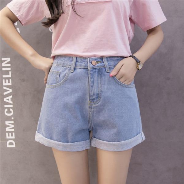 デニム ショートパンツ レディース 裾 ロールアップ ボトムス ホットパンツ 定番 カジュアル アメカジ シンプル ストリート 大人 夏服 着痩せ | ブランド登録なし | 02