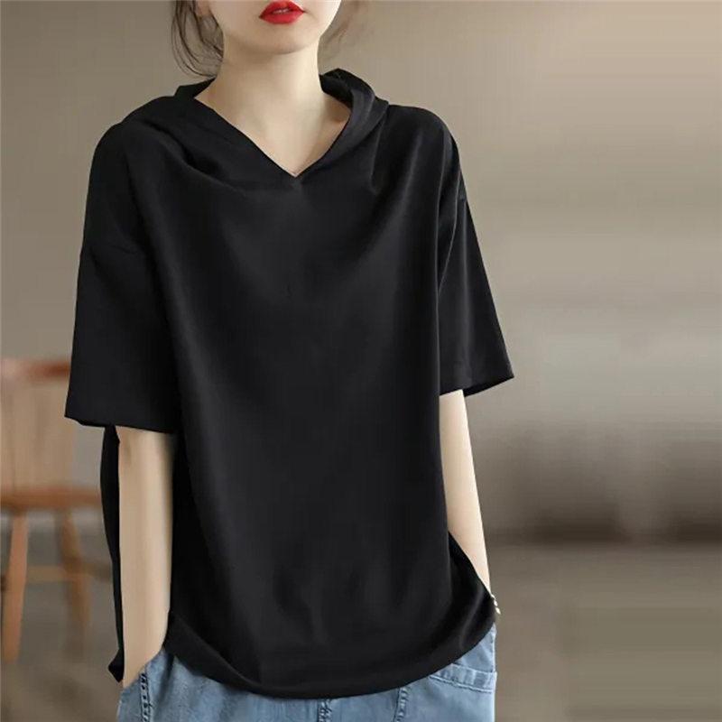パーカー レディース 半袖ｔシャツ レディース ゆったり フード付き トレーナー 無地 おしゃれ ティーシャツ 韓国風 レディース 夏服 楽天市場】【期間限定2980円→2680円】パーカー Tシャツ