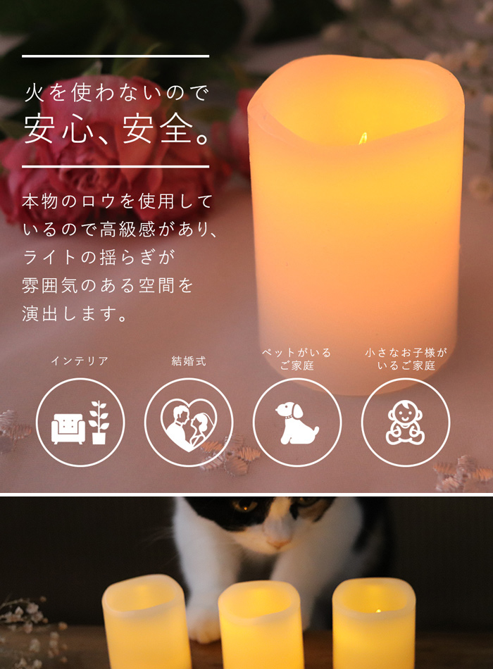 LED キャンドル ledキャンドルライト Sサイズ 4色 1個販売 結婚式 おしゃれ インテリアライト キャンドルライト ゆらぎ キャンドルピラー イルミネーション 関連画像2