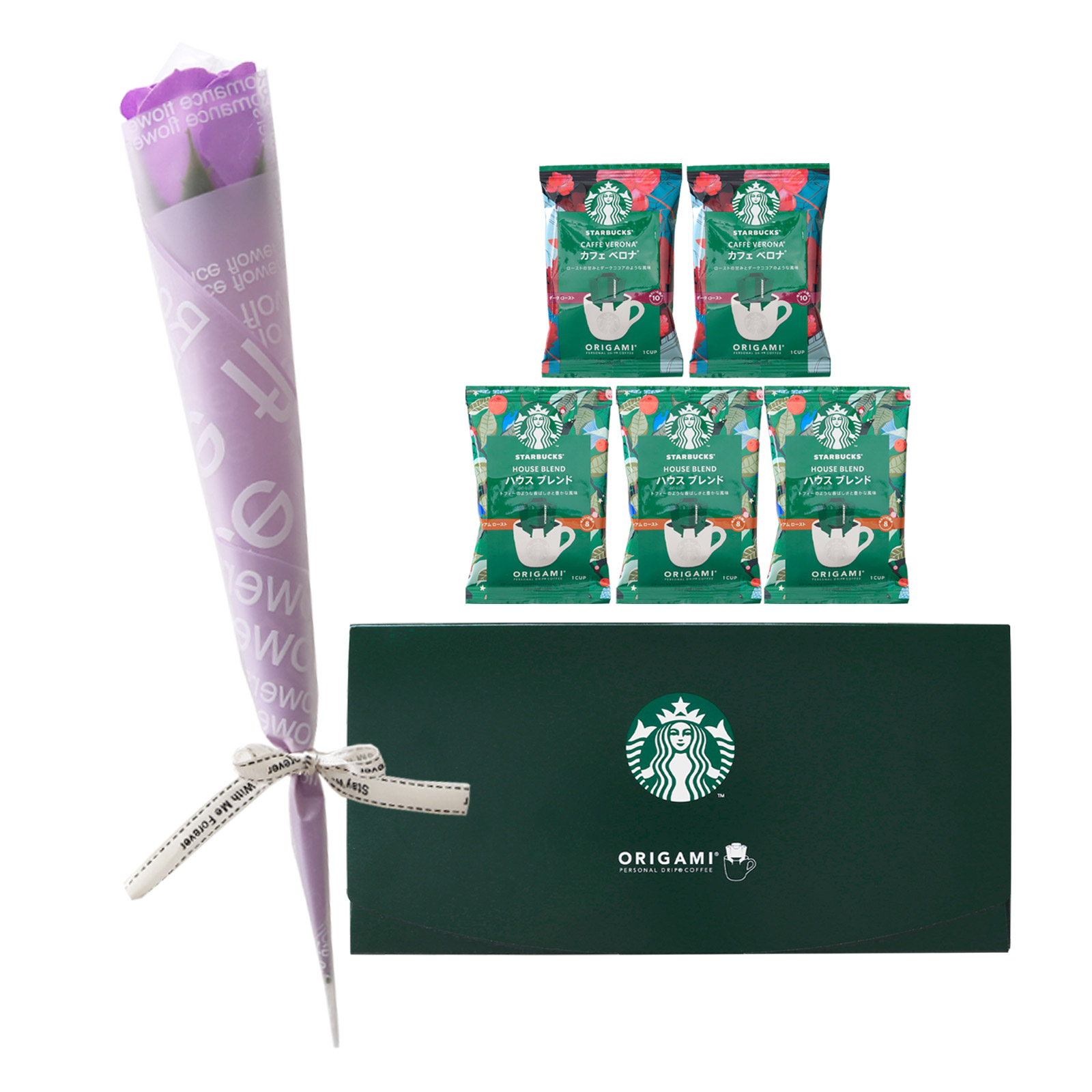 リボん　スタバプチギフト２１セット　STARBUCKS＆GODIVA　お花 スターバックス スタバ ドリップコーヒー ゴディバチョコレート