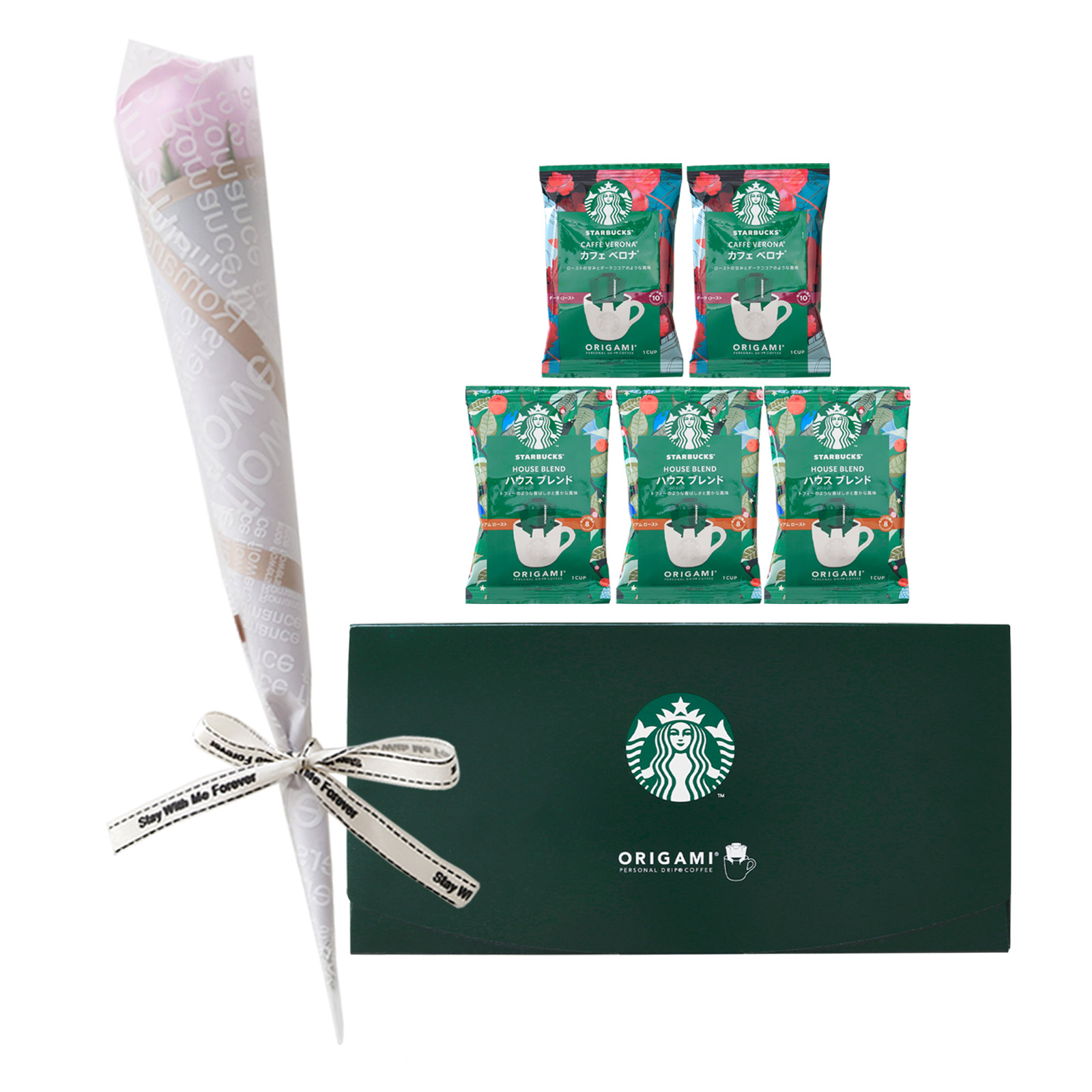 リボん　スタバプチギフト２１セット　STARBUCKS＆GODIVA　お花 夏ギフト ソープフラワー 誕生日 プレゼント スタバ