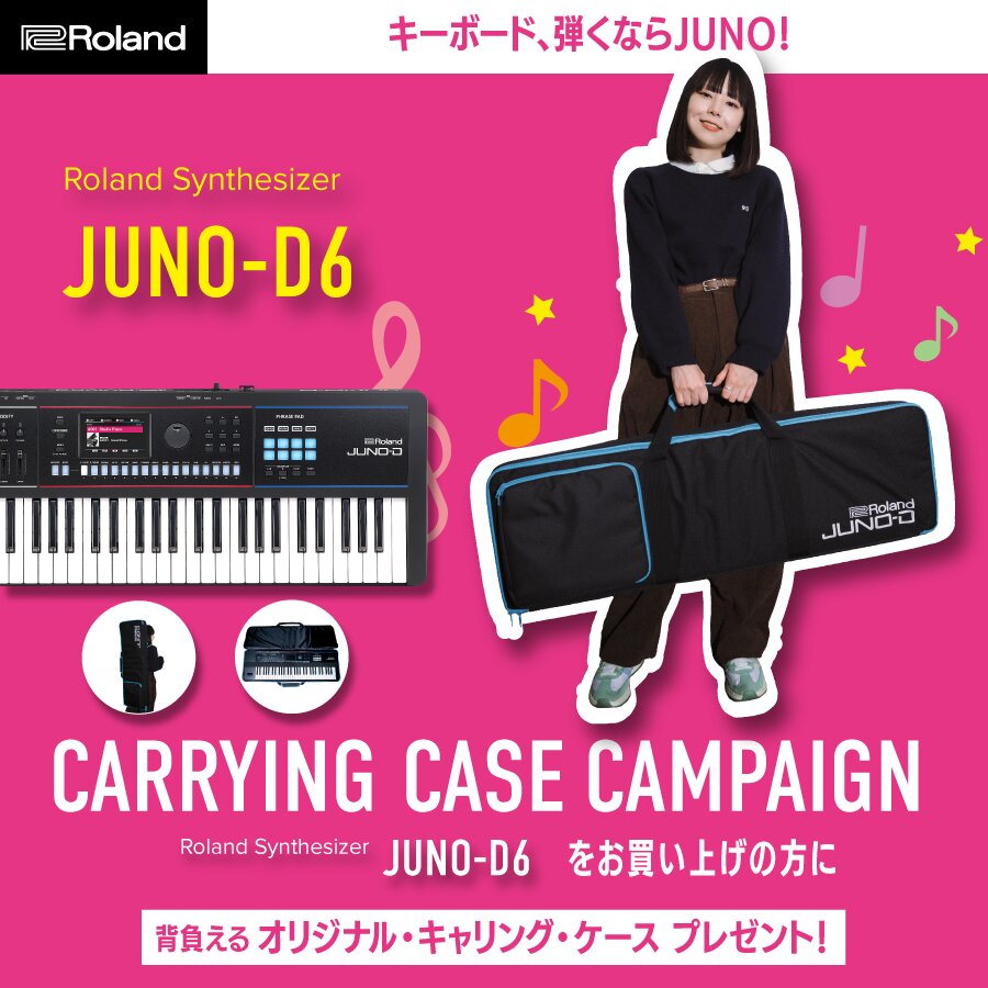 Roland JUNO-DS61 ペダル、ケース、電源ケーブル付き Roland JUNO-DS61 ケース ペダル付き 【公式通販】