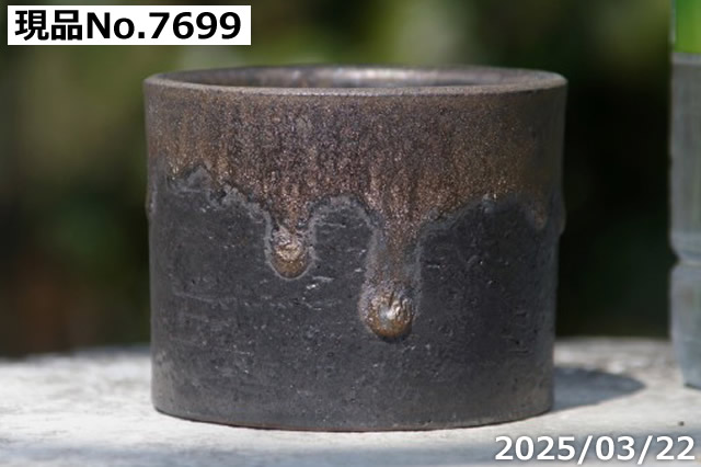 信楽焼 植木鉢 陶器 ミニ 金彩寸胴 2.5号（外径7.5cm） 【山野草鉢
