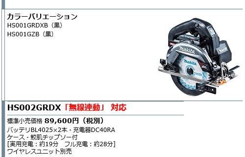 マキタ 40Vmax 165mm 充電式マルノコ HS001GZB 黒 本体のみ(鮫肌