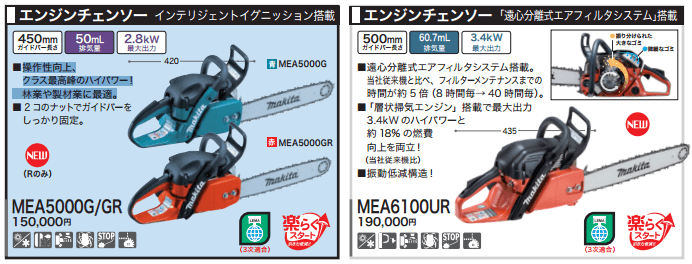 makita マキタ エンジンチェンソー MEA5000GR 赤 ガイドバー長さ450mm 