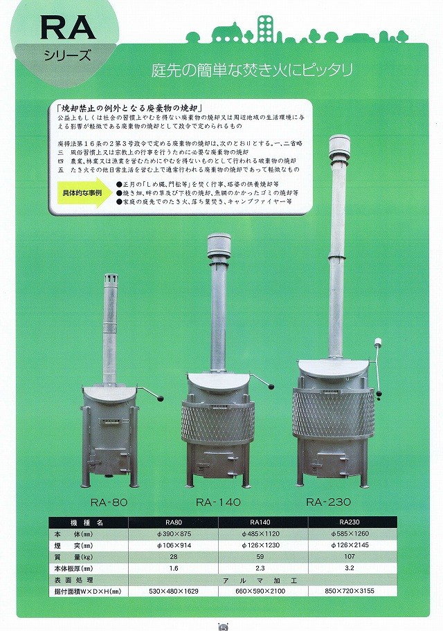 ミツワ東海 焼却炉 RA-80 家庭用 個人様配送可 : ra-80 : 石田金物