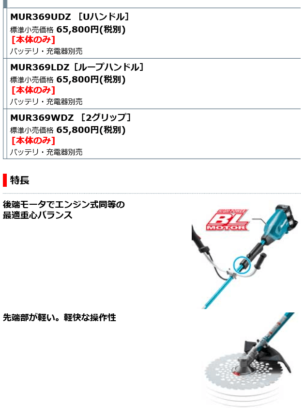 おまけ付 マキタ 充電式草刈機 18V+18V→36V Uハンドル MUR369UDG2 (バッテリBL1860B×2本・2口充電器DC18RD付)  : mur369udg2 : 石田金物 - 通販 - Yahoo!ショッピング