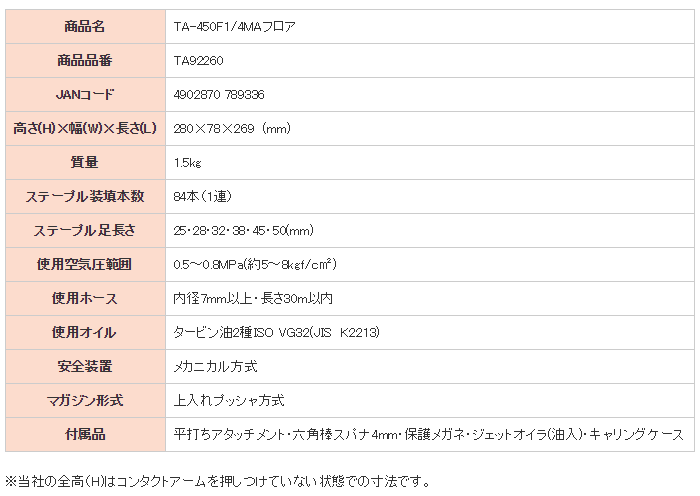 MAX マックス 常圧フロア用釘打機 TA-450F1/4MAフロア 常圧ステープル