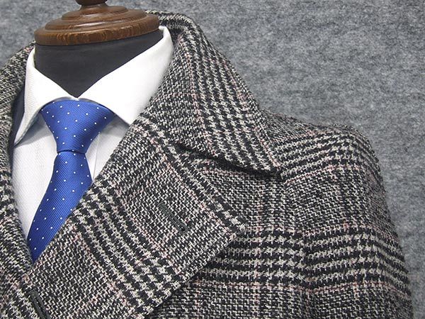 ダブルラグジュアリーコート イタリー生地[FORTEX] 白黒/二重格子