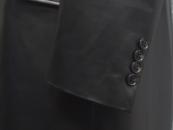 レザーコート ラム革 シングルチェスターコート 黒 比翼 [A体・AB体