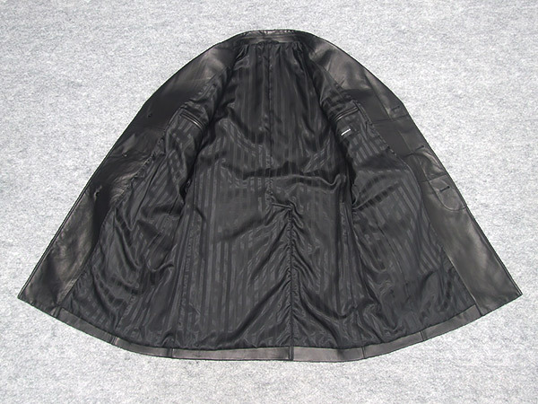 レザーコート　ラム革　シングルチェスターコート　黒　比翼　[A体・AB体・BB体対応]  メンズ　ML19217-BK レザーコート ラム革 シングルチェスターコート 黒 比翼 [A体・AB体