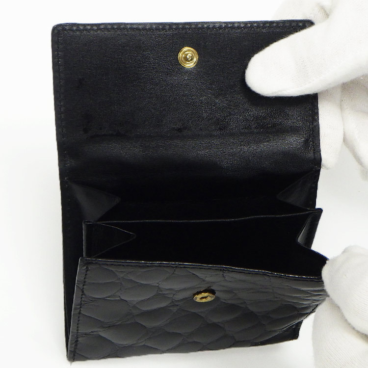 天然皮革 メンズ二つ折り財布 ナイルクロコダイル革/センター1枚取り