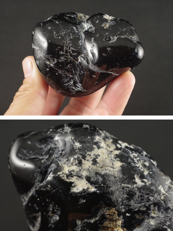 黒瑪瑙原石磨き石