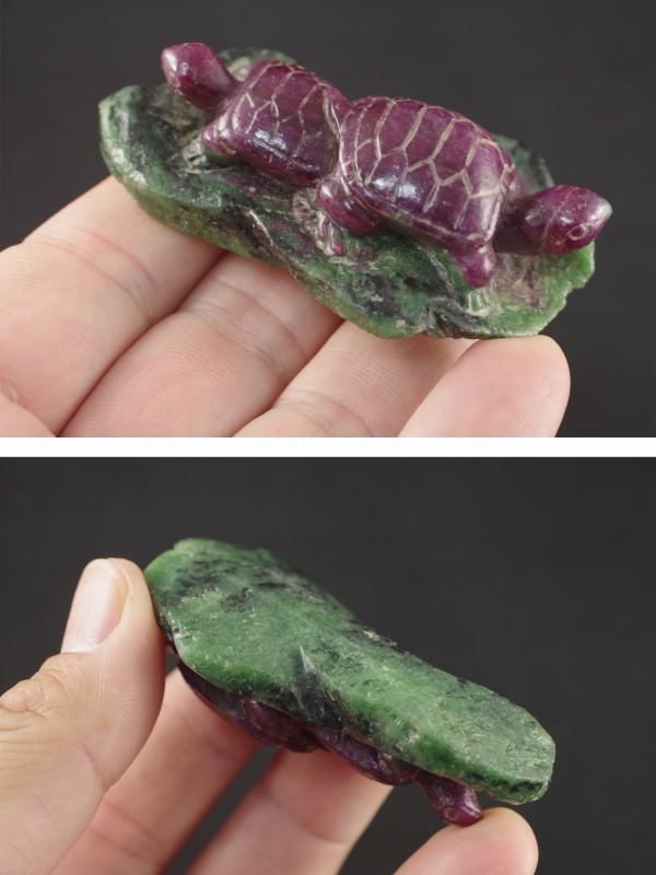 ルビーインゾイサイト亀彫刻