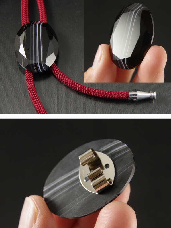 ループタイ　縞オニキス（カット）