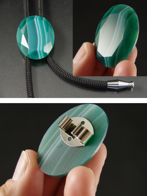 ループタイ　グリーンメノウ（カット）