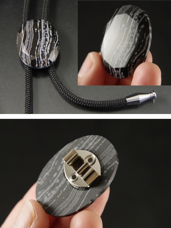 ループタイ　和田峠産黒曜石（カット）