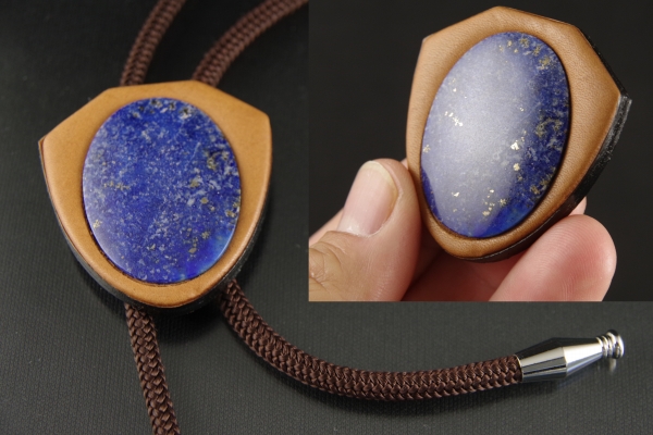 ラピスラズリループタイ革フレーム