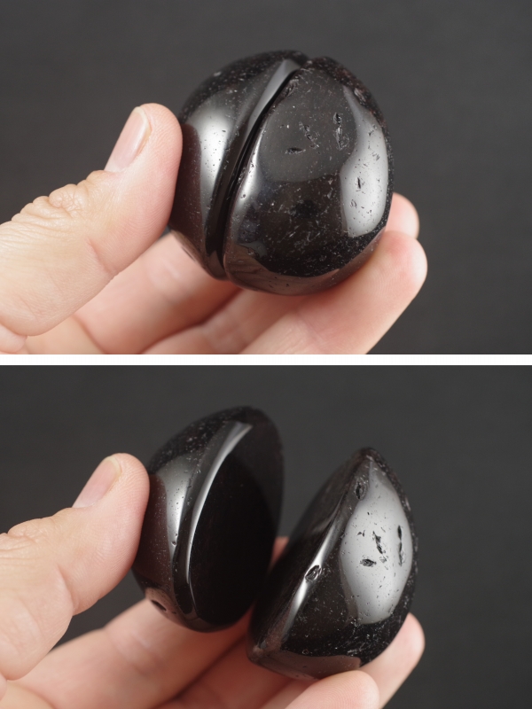 十勝石（オブシディアン）原石カット磨き