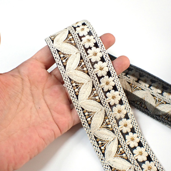 インド刺繍リボン インドリボン 中幅 仕入れ No.680 幅50mm 50cm 
