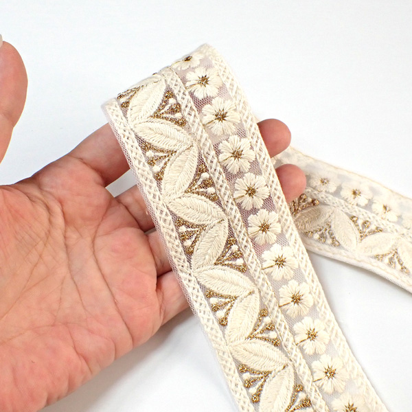 インド刺繍リボン インドリボン 中幅 仕入れ No.680 幅50mm 50cm 
