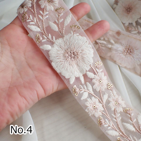 インド刺繍リボン 刺繍リボン レース インドリボン ブレード チロリアンテープ No.823 幅40ｍｍ 50ｃｍ売り 商用利用可｜ishino-kura｜05