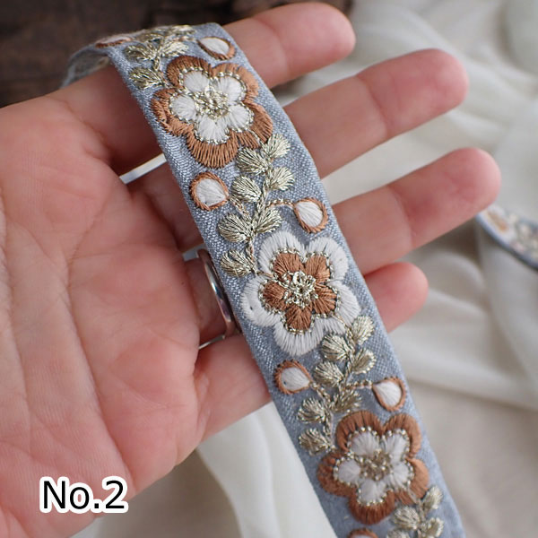 インド刺繍リボン 刺繍リボン レース インドリボン ブレード チロリアンテープ No.827 幅25ｍｍ 50ｃｍ売り 商用利用可｜ishino-kura｜03